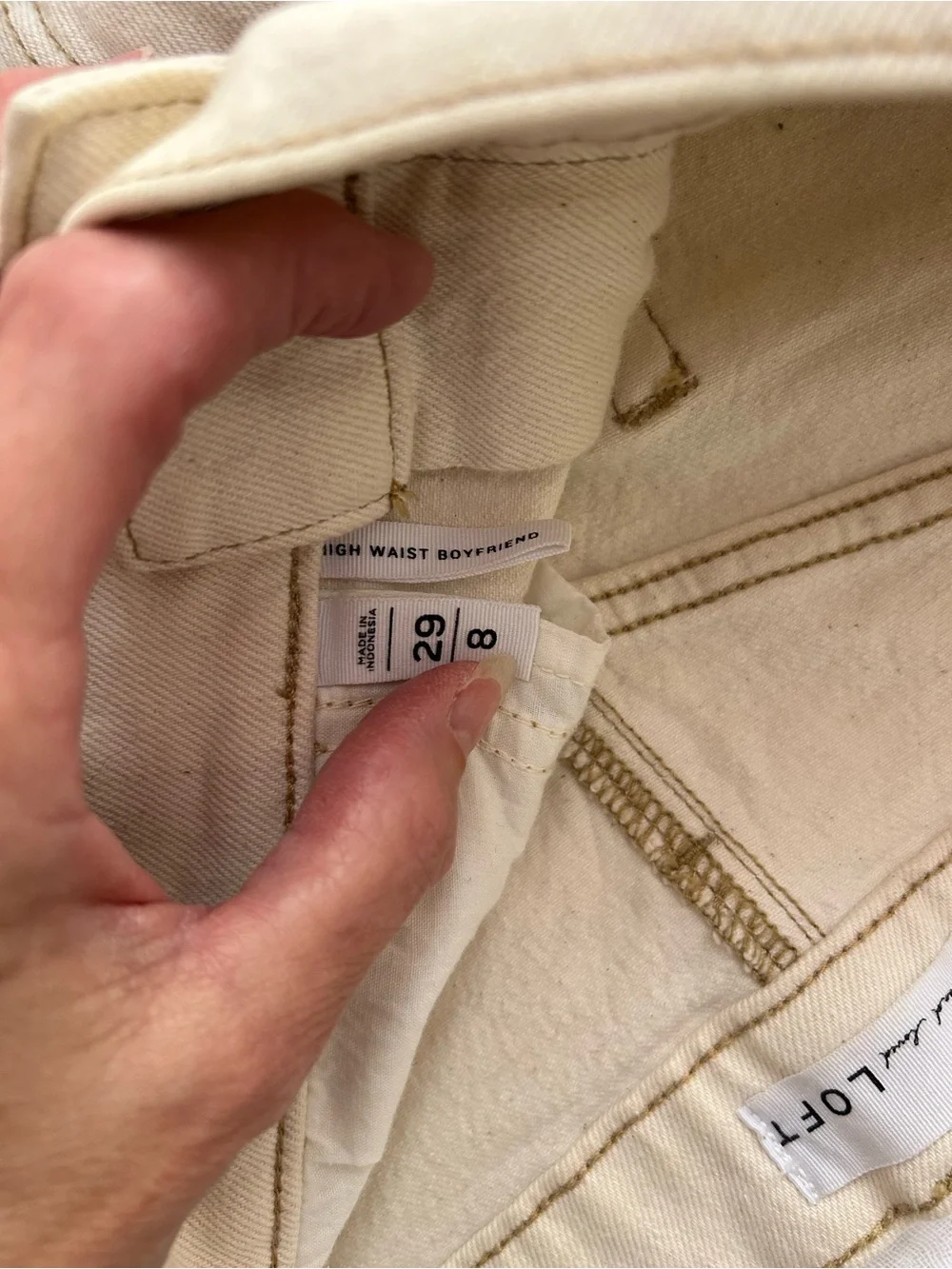 LOFT Cream Relaxed Straight Jeans